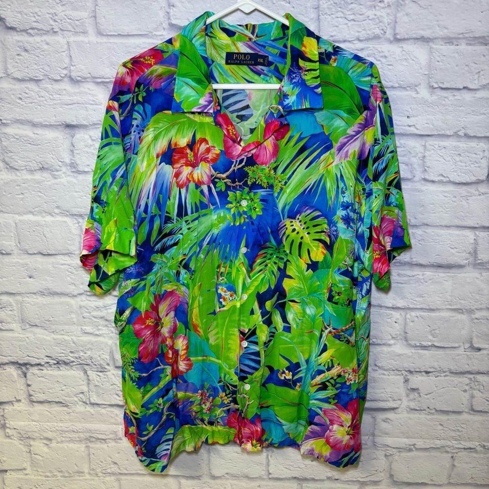 Vintage Polo Ralph Lauren Caldwell Aloha Hawaiian Shirt Floral Print Mens  XXL
